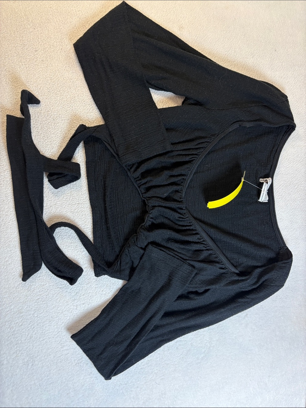 Urban Outfitters Black Cropped Tie-Front Top